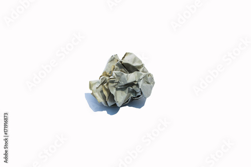 Crumpled paper ball isolated on white background