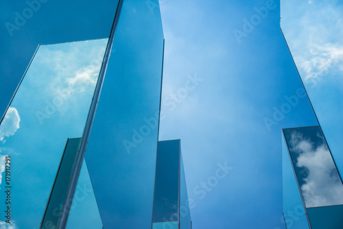 Sky cloud reflection on glass