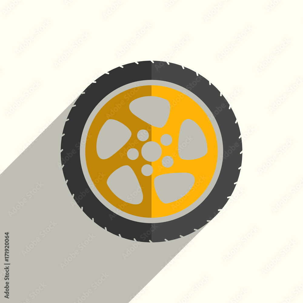 Car wheel flat icons with of shadow. Vector illustration Car wheel flat icons with of shadow. Vector illustration