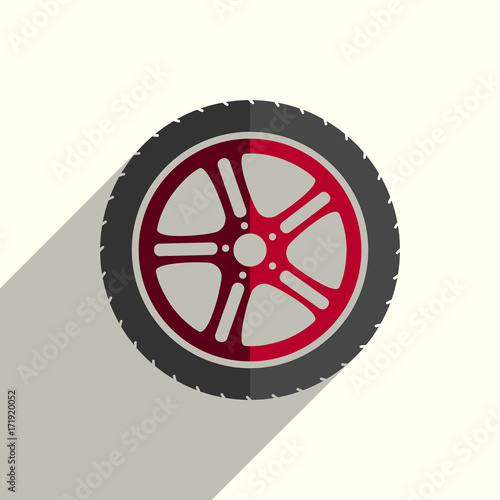 Car wheel flat icons with of shadow. Vector illustration