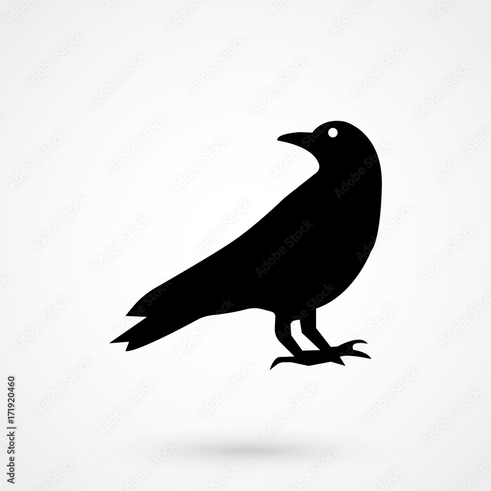 Obraz premium Crow icon silhouette vector illustration