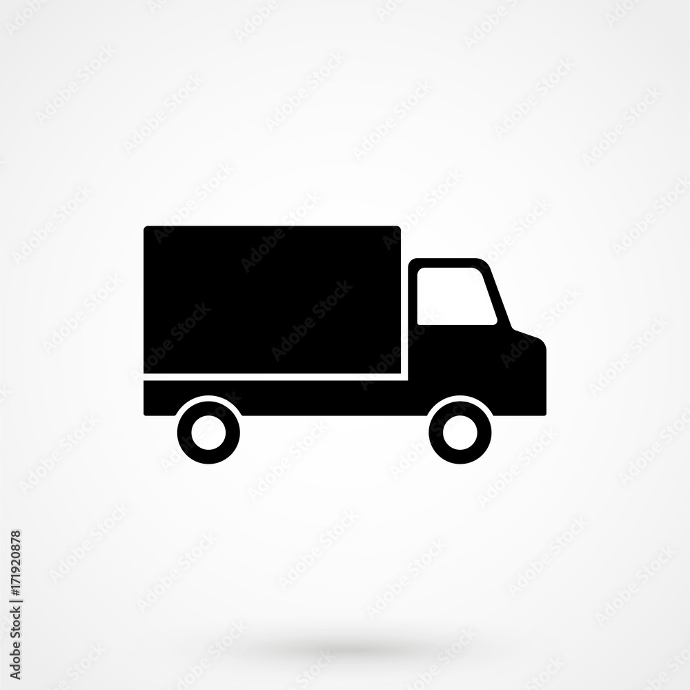Truck icon vector. Delivery van, service concept, Minimalistic sign isolated on white background