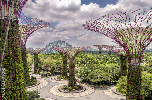 supertree and greenhouse at the garden by the bay. Singapore.