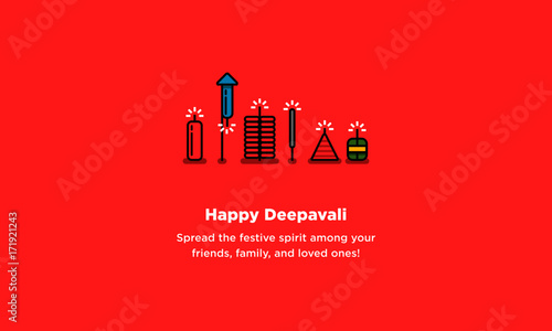 Happy Deepavali. Spread the festive spirit among your friends, family, and loved ones! (Line Art in Flat Style Vector Illustration Icon Design)
