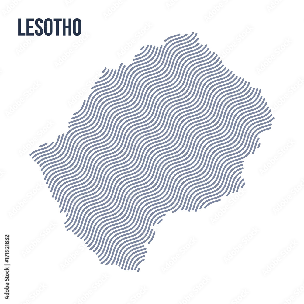 Vector abstract wave map of Lesotho isolated on a white background.