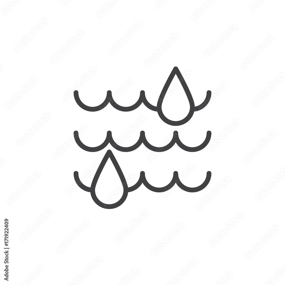 Moisture line icon, outline vector sign, linear style pictogram isolated on white. Symbol, logo illustration. Editable stroke Moisture line icon, outline vector sign, linear style pictogram isolated on white. Symbol, logo illustration. Editable stroke
