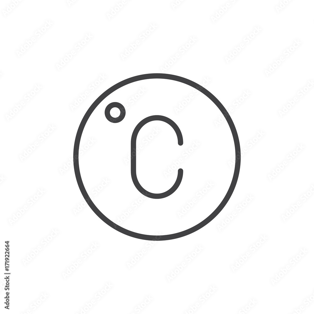 Celsius line icon, outline vector sign, linear style pictogram isolated on white. Symbol, logo illustration. Editable stroke Celsius line icon, outline vector sign, linear style pictogram isolated on white. Symbol, logo illustration. Editable stroke