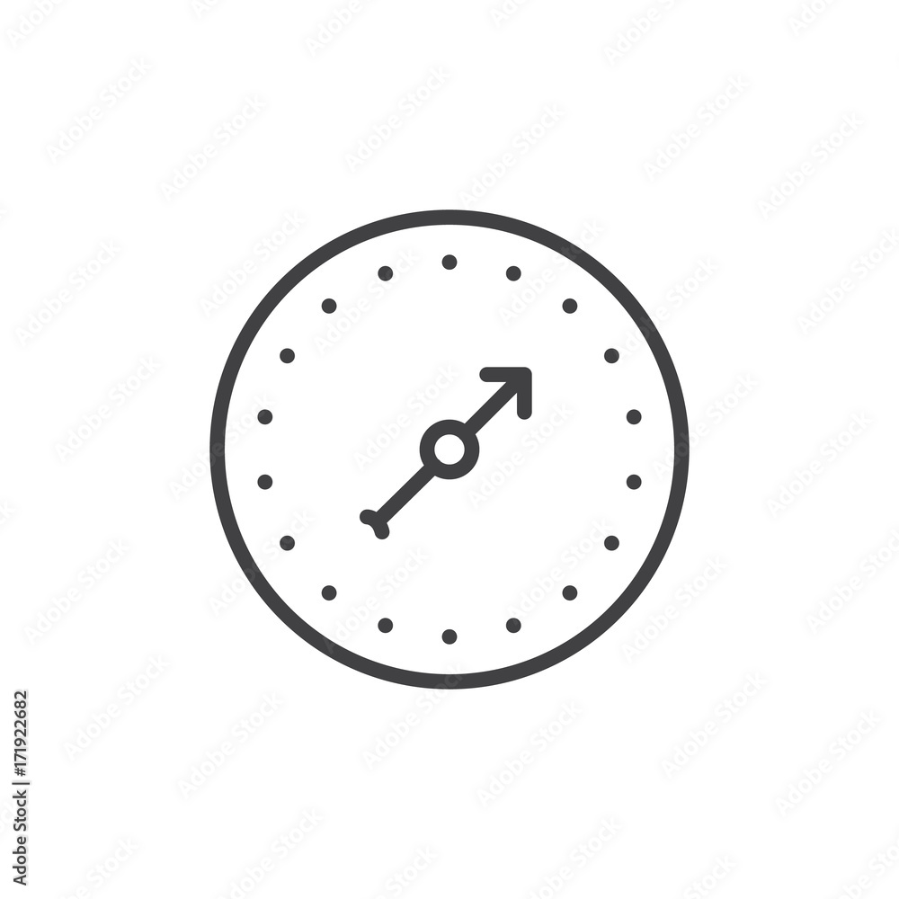 Pressure gauge line icon, outline vector sign, linear style pictogram isolated on white. Symbol, logo illustration. Editable stroke Pressure gauge line icon, outline vector sign, linear style pictogram isolated on white. Symbol, logo illustration. Editable stroke