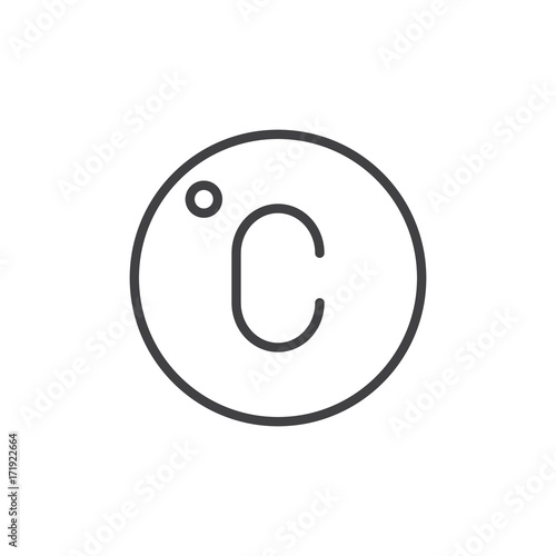Celsius line icon, outline vector sign, linear style pictogram isolated on white. Symbol, logo illustration. Editable stroke