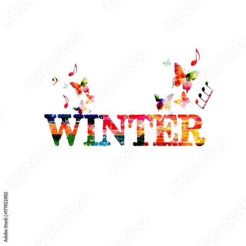 Winter vector illustration banner design. Colorful winter lettering typography design isolated