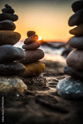rock stack sunset