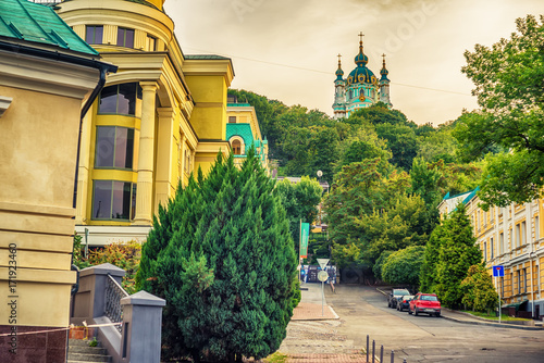 Kiev or Kiyv, Ukraine: St. Andrew Orthodox Church in the city center in the summer photo