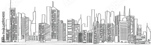 Cityscape Vector Illustration Line Sketched Up, EPS 10.