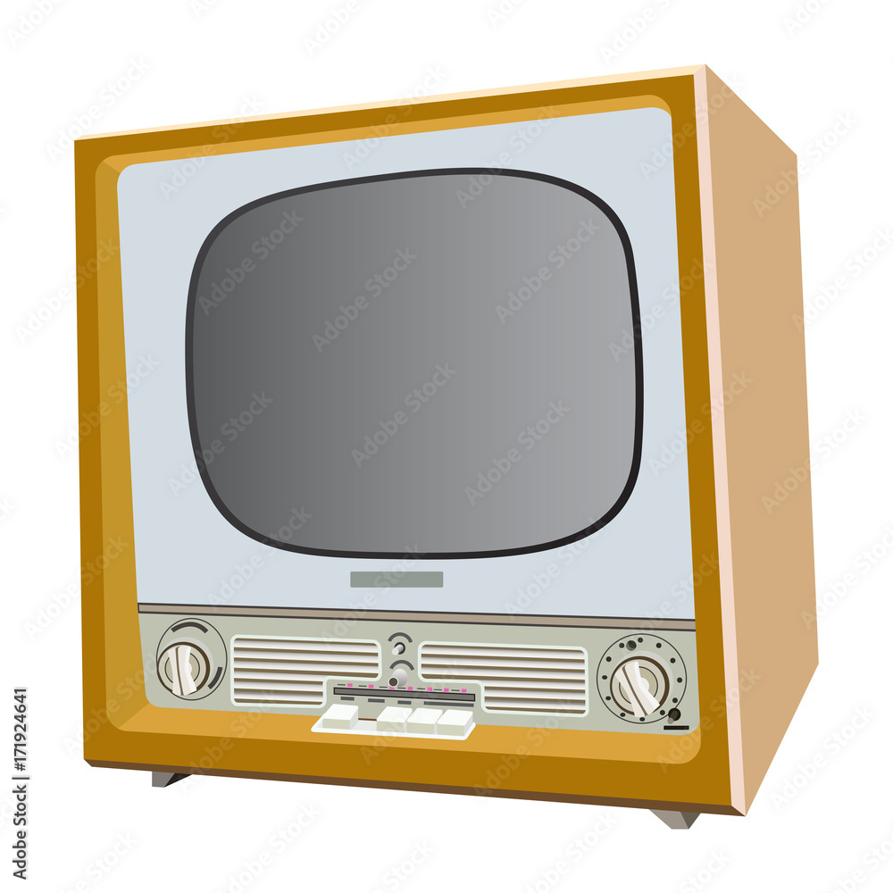 Retro television set. Vintage vector illustration
