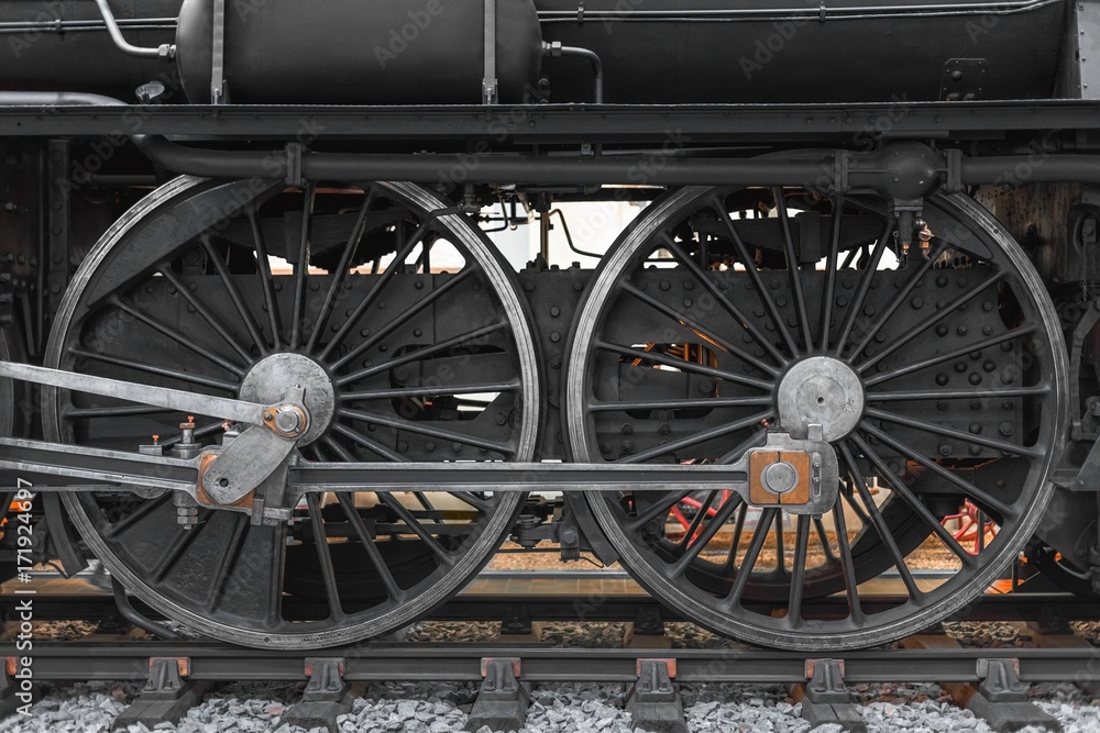 Wheels of an old locomotive