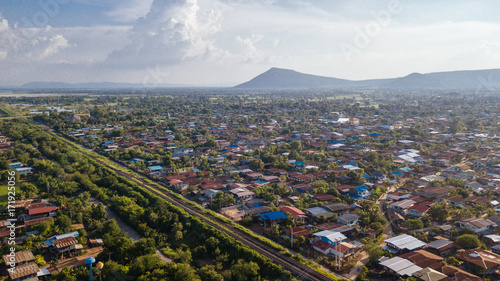 Aerial View Ban Kok Slung Pa Sak Dam Lopburi Thailand