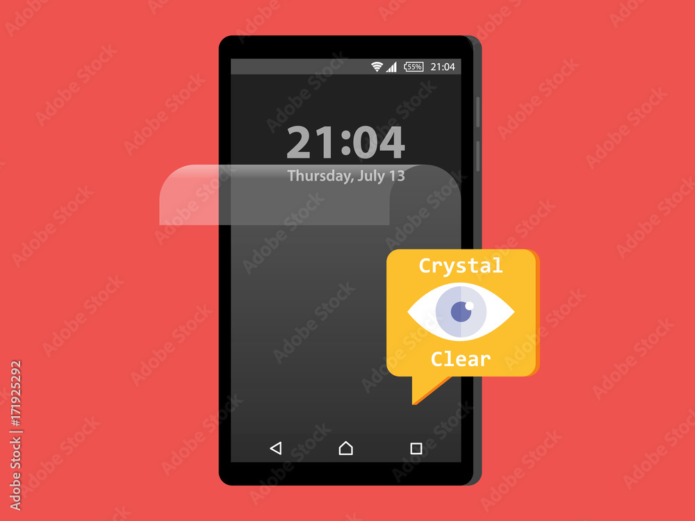 Screen Protector Film or Glass cover Crystal Clear . Vector illustration of transparent tempered glass shield for mobile phone, full screen protection ,smart protection, full body,surface, foil screen Screen Protector Film or Glass cover Crystal Clear . Vector illustration of transparent tempered glass shield for mobile phone, full screen protection ,smart protection, full body,surface, foil screen