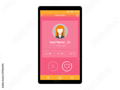 Dating app on mobile phone concept interface vector illustration