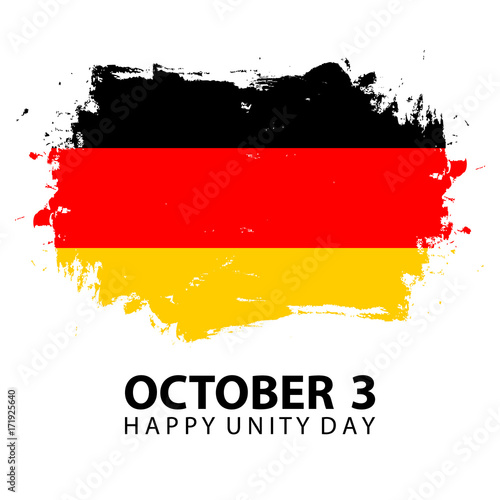 Germany Happy Unity Day  october 3 celebrate card with German national flag brush stroke background. Vector illustration.