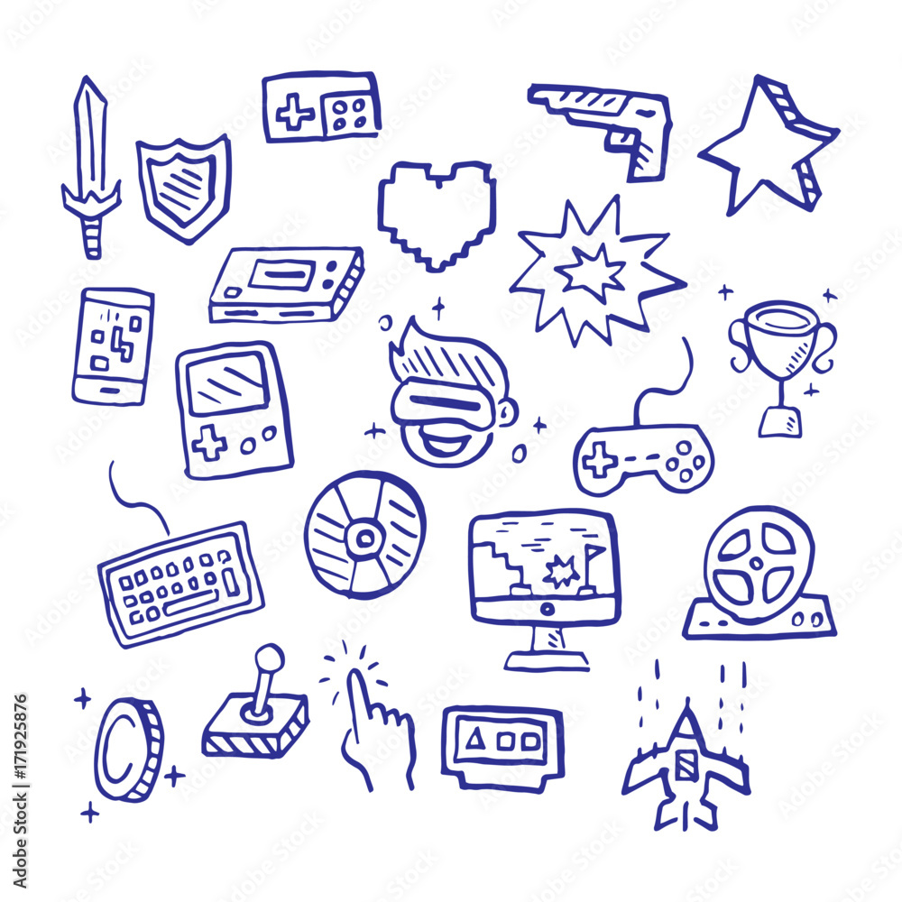 Fototapeta premium video game doodle