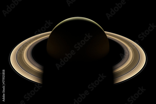 Fototapeta Naklejka Na Ścianę i Meble -  (3d render) dramatic lit planet Saturn