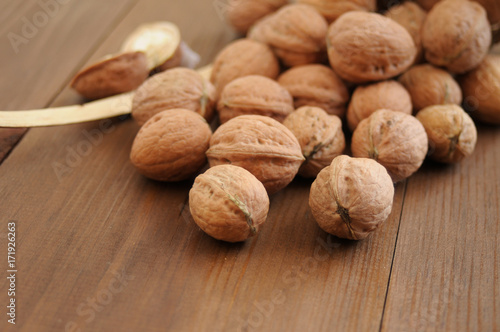 walnuts on a wooden table