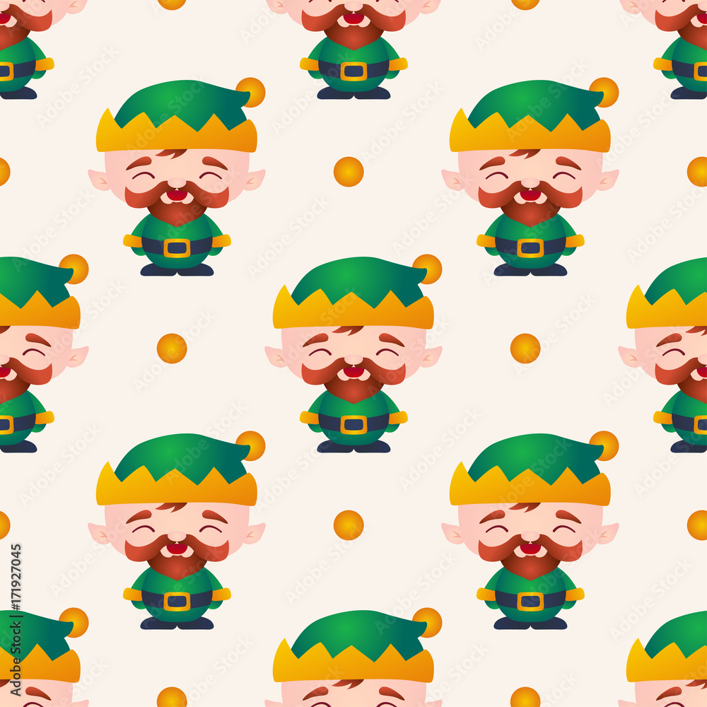 Christmas Cartoon Elf Seamless Pattern Christmas Cartoon Elf Seamless Pattern