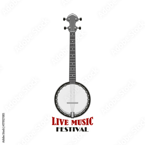 Music festival emblem design with banjo