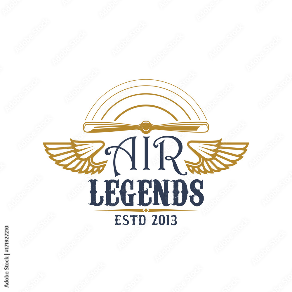 Airplane propeller and wing icon, aviation design Airplane propeller and wing icon, aviation design