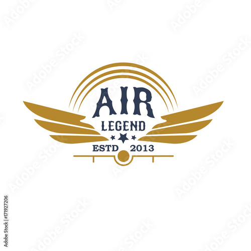 Aviation retro icon with plane propeller and wings