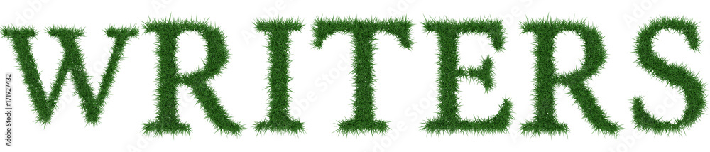 Writers - 3D rendering fresh Grass letters isolated on whhite background.