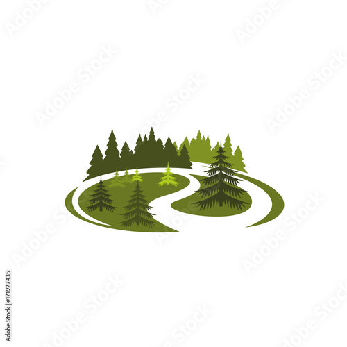 Park green nature icon of forest tree landscape