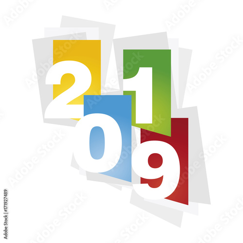 New Year 2019 color abstract sheet white background