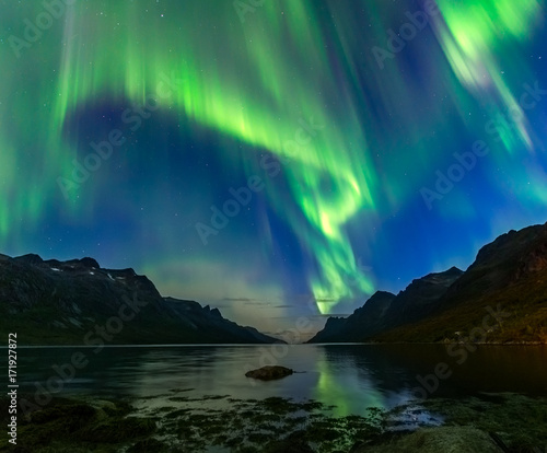 the polar lights over the city of Tromso