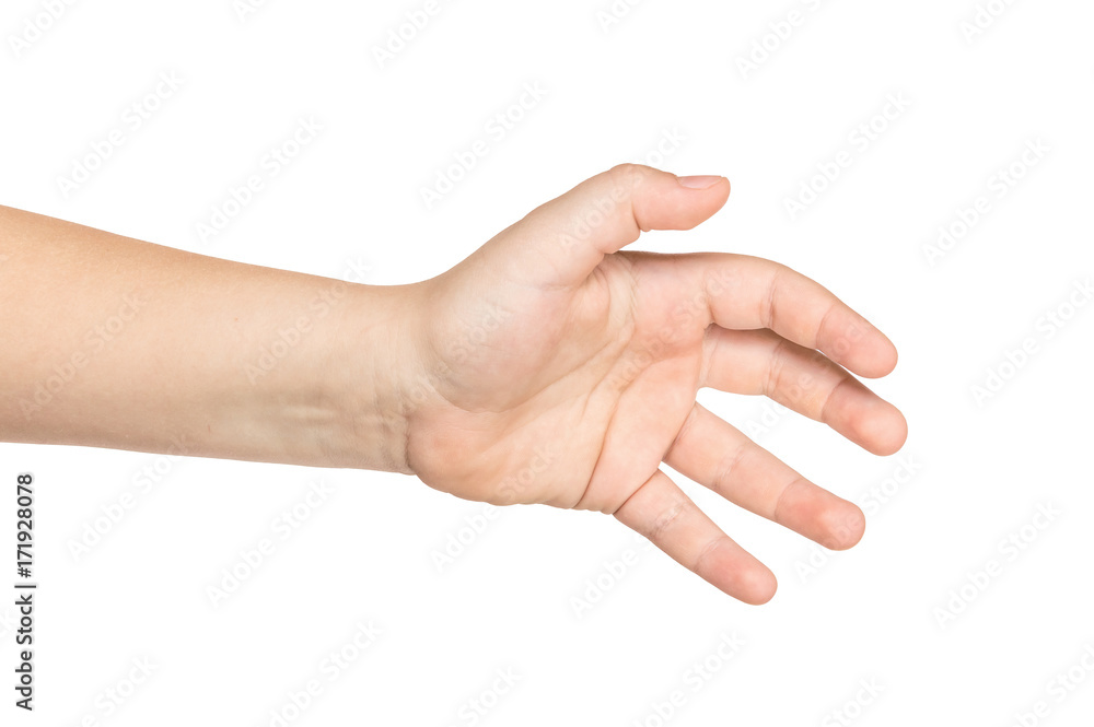 Child's hand isolated on a white background.