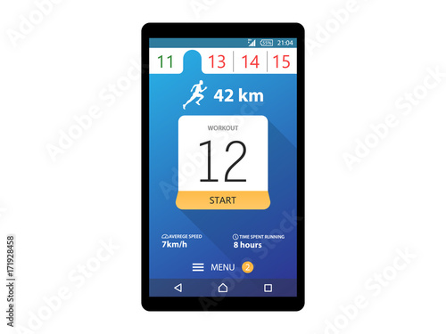 Running App Concept Fitness tracker app graphic user interface Vector