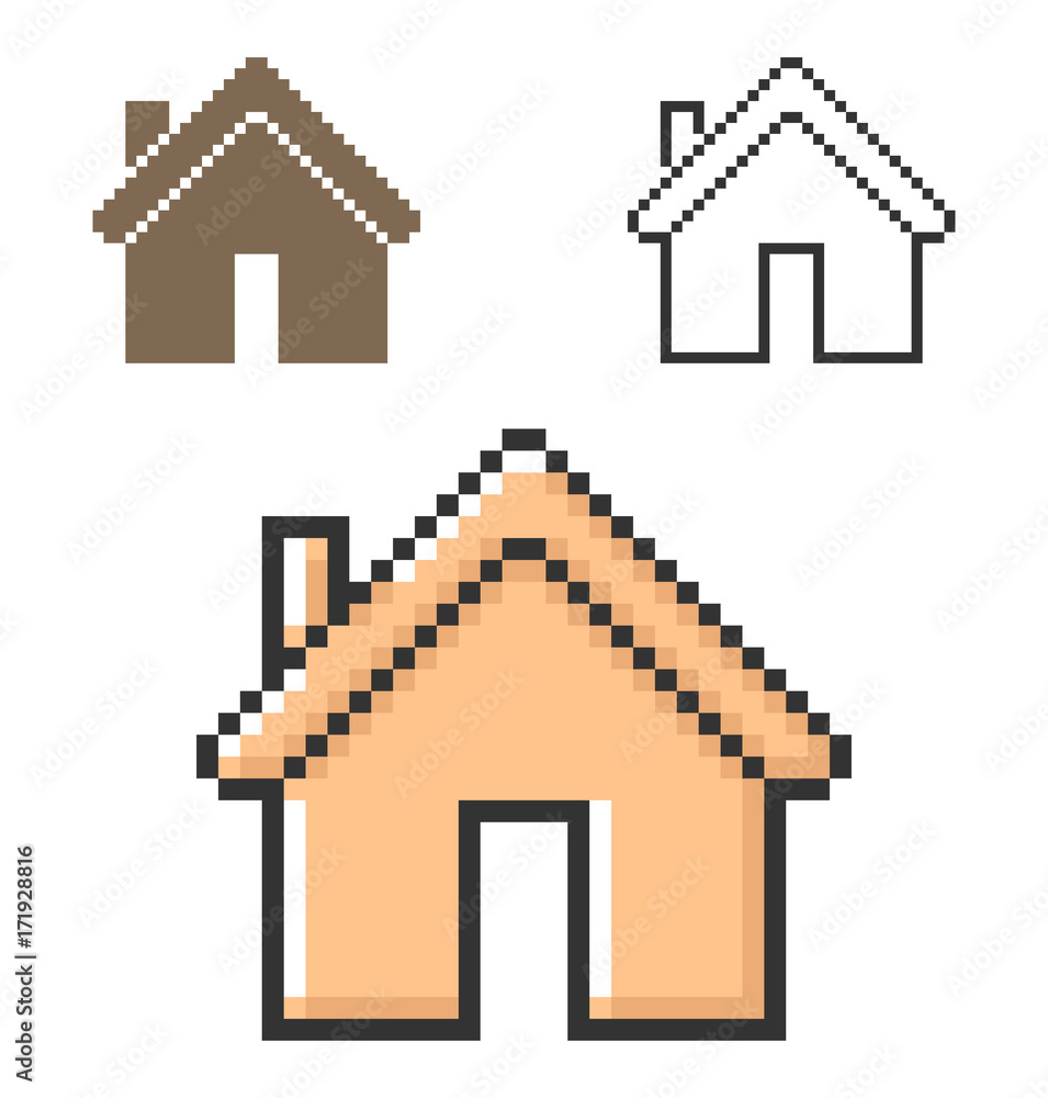 Pixel icon of home in three variants. Fully editable Pixel icon of home in three variants. Fully editable