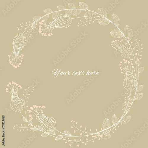 Wreath of wild flowers. Beautiful vector illustration. Classic style. Floral background. Frame. Border.