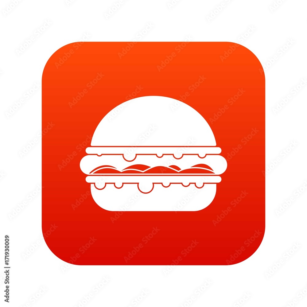 Burger icon digital red Burger icon digital red