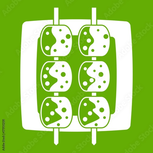 Meat shashlik icon green