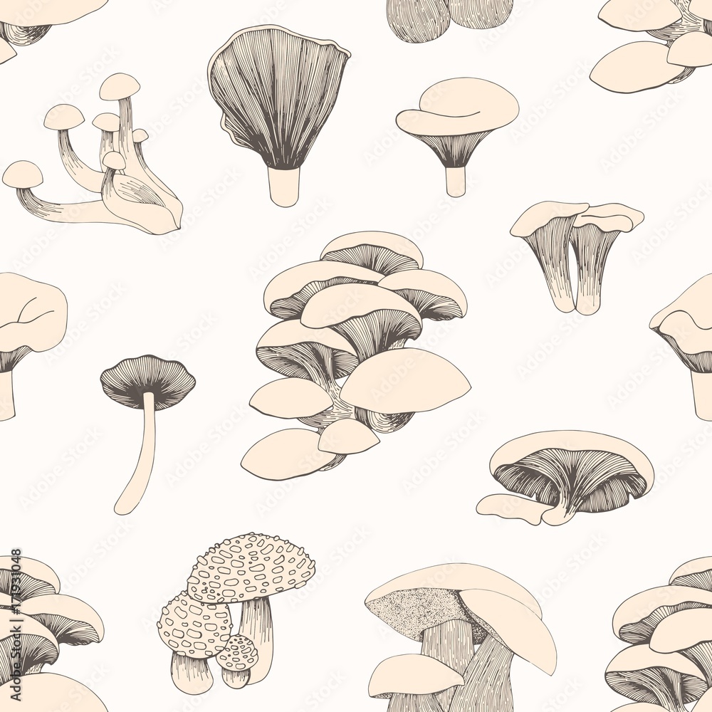 Seamless pattern with mushrooms for design Seamless pattern with mushrooms for design