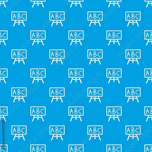 Chalkboard with the leters ABC pattern seamless blue