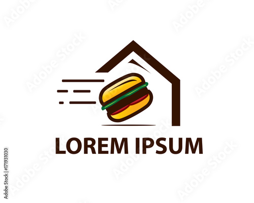 burger to your home logo, house of burger logo, icon design, isolated on white background.