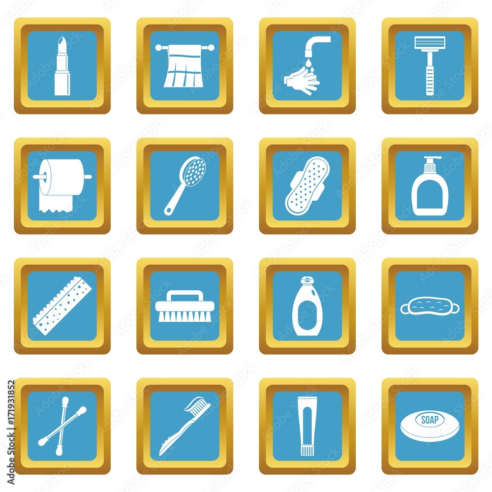 Hygiene tools icons azure Hygiene tools icons azure