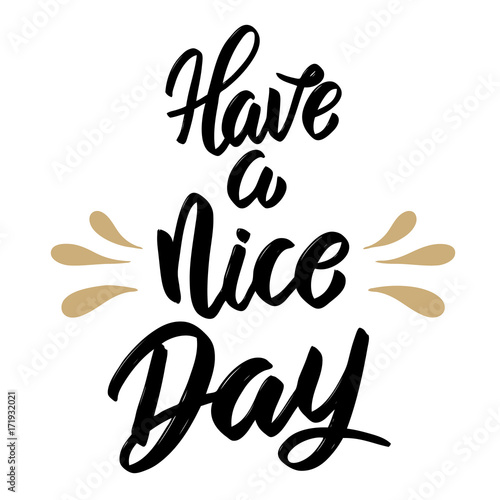 Have a nice day. Hand drawn lettering isolated on white background.
