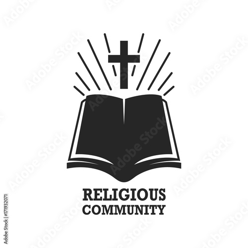 religious community. Holy Bible icon with the cross.