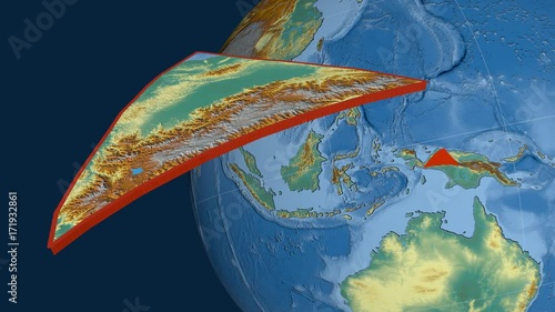 Maoke tectonic plate. Relief photo