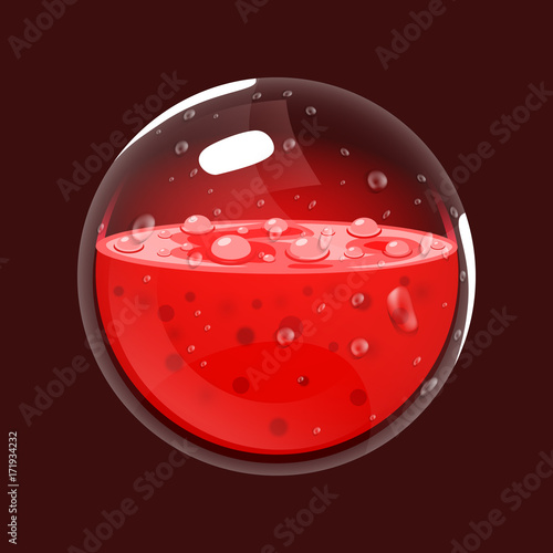 Sphere of blood. Game icon of magic orb. Interface for rpg or match3 game. Blood or life. Big variant.