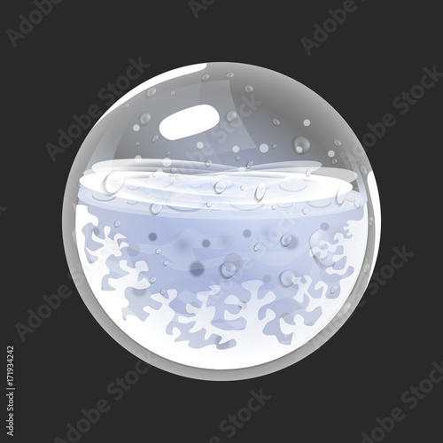 Sphere of cold. Game icon of magic orb. Interface for rpg or match3 game. Cold, winter snow, freeze. Big variant.