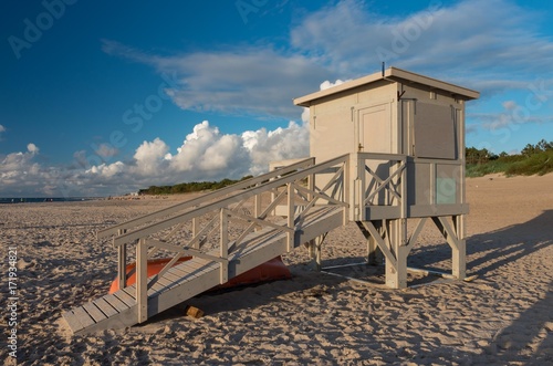 Lifeguard shed on Baltic coast, Row,y Poland photo